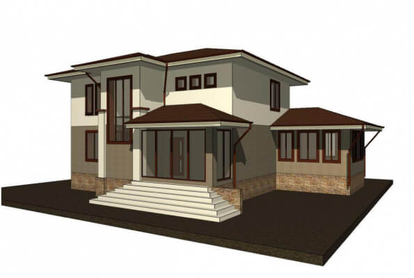 Проект двухэтажного дома из пеноблоков 93/ag-9.. Фасады, планировки(анонс).