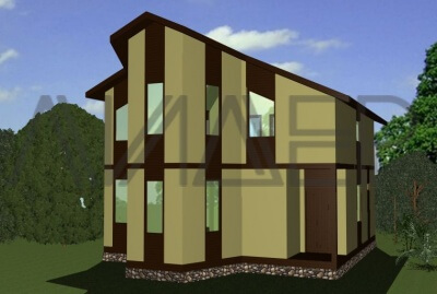 Бесплатный проект каркасного дома с эркером Лидер л-27.. Фасады, планировки(анонс).