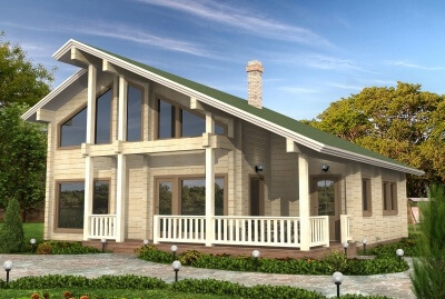 Проект дома из бруса с панорамными окнами 110/92. Фасады, планировки(анонс).