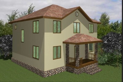 Проект каркасного дома с готовыми чертежами № Лидер л-44. Фасады, планировки(анонс).