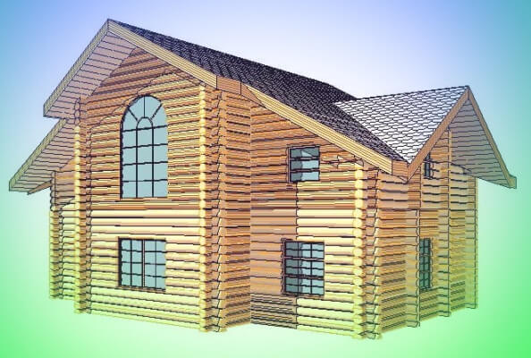 Проект деревянного двухэтажного дома № 92/55.. Фасады, планировки(анонс).