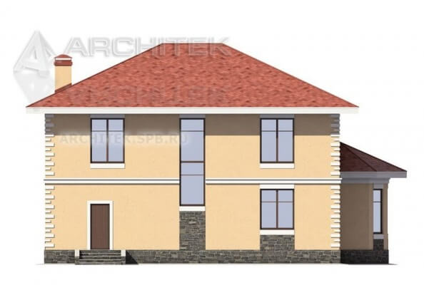 Бесплатный проект двухэтажного дома из пеноблоков № 92/60. Фасады, планировки(анонс).