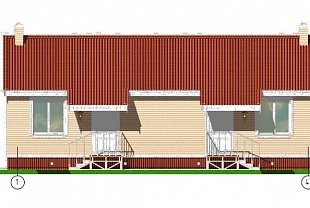Проект дуплекса - дома на две семьи№ 101/64. Фасад