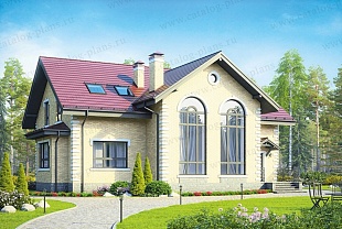 Проект дома шале под ключ № 92/56. Главный вид.