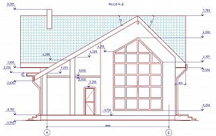 Проект современного дома с панорамным остеклением 92/106. Фасад 3.
