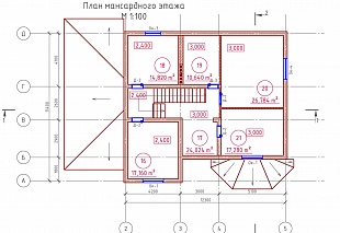 Проект двухэтажного дома с эркером и гаражом 92/102. 2 этаж.