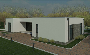 Проект современного дома с террасой 93/н-33. Вид 2.