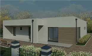 Проект одноэтажного дома с сауной и террасой 93/н-24. Вид 3.