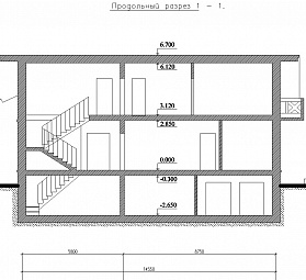 Проект дома шале под ключ № 92/56.. Разрез.